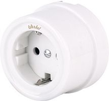 Розетка-ретро с заземлением керамика Werkel Retro 1-м. белый картинка